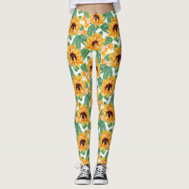  zonnebloemen Geel en groen patroon Leggings