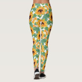 zonnebloemen Geel en groen patroon Leggings (Achterkant)