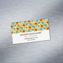 zonnebloemen Geel en groen patroon Magnetisch Visitekaartje