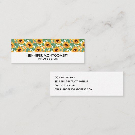 zonnebloemen Geel en groen patroon Mini Visitekaartje (Voorkant / Achterkant)