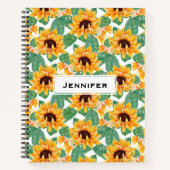 zonnebloemen Geel en groen patroon Notitieboek (Voorkant)