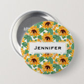 zonnebloemen Geel en groen patroon Ronde Button 7,6 Cm (Voorkant /achterkant)