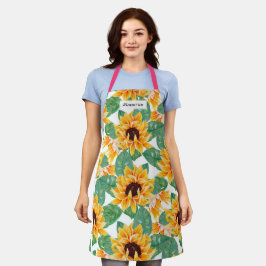 zonnebloemen Geel en groen patroon Schort