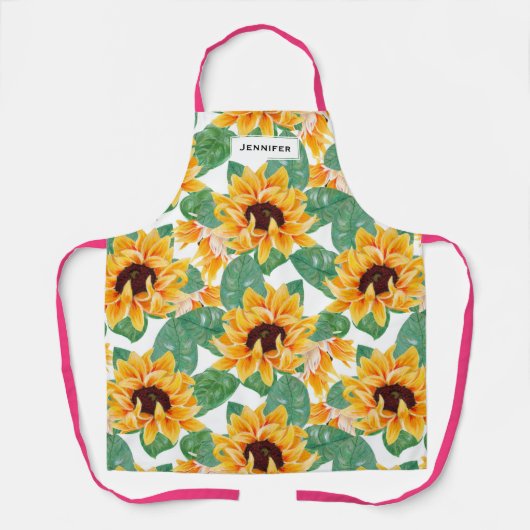 zonnebloemen Geel en groen patroon Schort (Voorkant)