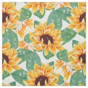 zonnebloemen Geel en groen patroon Stof