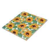  zonnebloemen Geel en groen patroon Tegeltje (Zijkant)
