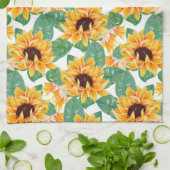 zonnebloemen Geel en groen patroon Theedoek (Gevouwen)