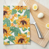 zonnebloemen Geel en groen patroon Theedoek (Quarter Fold)