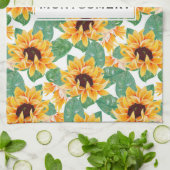  zonnebloemen Geel en groen patroon Theedoek (Gevouwen)