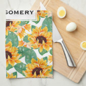  zonnebloemen Geel en groen patroon Theedoek (Quarter Fold)