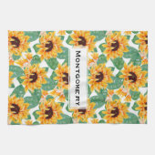  zonnebloemen Geel en groen patroon Theedoek (Horizontaal)