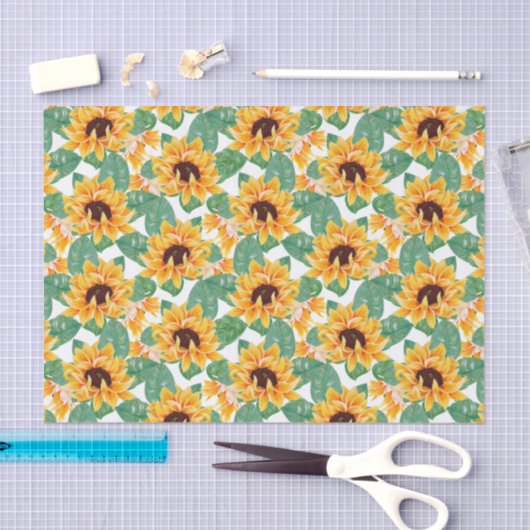 zonnebloemen Geel en groen patroon Tissuepapier (Craft)