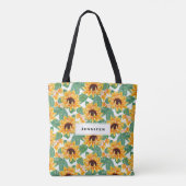  zonnebloemen Geel en groen patroon Tote Bag (Achterkant)