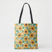  zonnebloemen Geel en groen patroon Tote Bag (Voorkant)