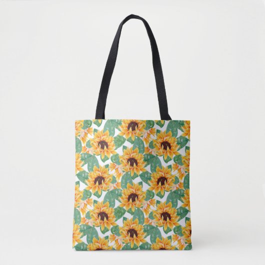  zonnebloemen Geel en groen patroon Tote Bag (Voorkant)