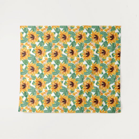  zonnebloemen Geel en groen patroon Wandkleed (Voorkant (horizontaal))