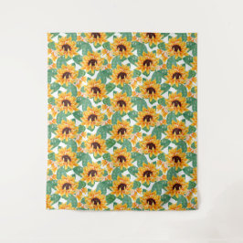  zonnebloemen Geel en groen patroon Wandkleed