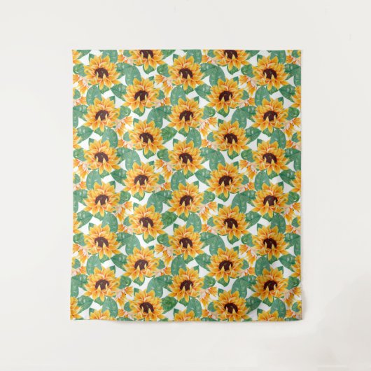 zonnebloemen Geel en groen patroon Wandkleed (Voorkant)