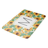 zonnebloemen Geel en Groen Patroonmonogram Badmat (Gekanteld)