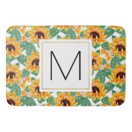  zonnebloemen Geel en Groen Patroonmonogram Badmat