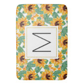 zonnebloemen Geel en Groen Patroonmonogram Badmat (Voorkant Verticaal)