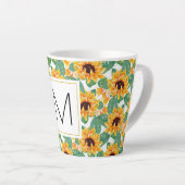 zonnebloemen Geel en Groen Patroonmonogram Latte Mok (Rechterhoek)