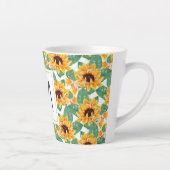 zonnebloemen Geel en Groen Patroonmonogram Latte Mok (Rechts)