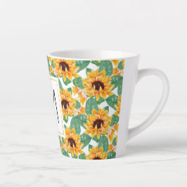  zonnebloemen Geel en Groen Patroonmonogram Latte Mok
