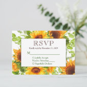 Zonnebloemen Geel Floral RSVP Weddenschap (Staand voorkant)