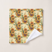Zonnebloemen Geel Goud Honingraat Bijen Bad Handdoek (Wasdoekje)