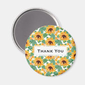 zonnebloemen Geel & Groen Patroon Dank u Magneet (Voorkant / Achterkant)