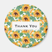  zonnebloemen Geel & Groen Patroon Dank u Magneet (Voorkant)