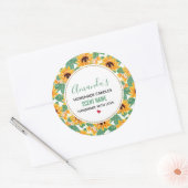  Zonnebloemen Geel & Groene Patroonkaars Ronde Sticker (Envelop)
