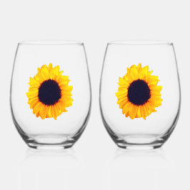 Zonnebloemen Geel Oranje Mooie Drinkware Set Wijnglas Zonder Voet