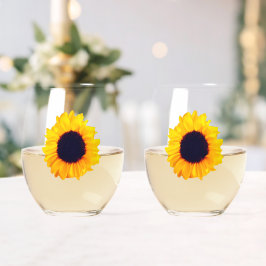 Zonnebloemen Geel Oranje Mooie Drinkware Set Wijnglas Zonder Voet