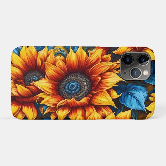 Zonnebloemen geel rood en blauw Case-Mate iPhone case (Achterkant (horizontaal))