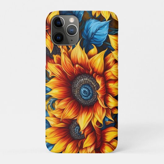 Zonnebloemen geel rood en blauw Case-Mate iPhone case (Achterkant)