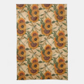 Zonnebloemen Geel Tan Dragonflies Floral Theedoek (Verticaal)