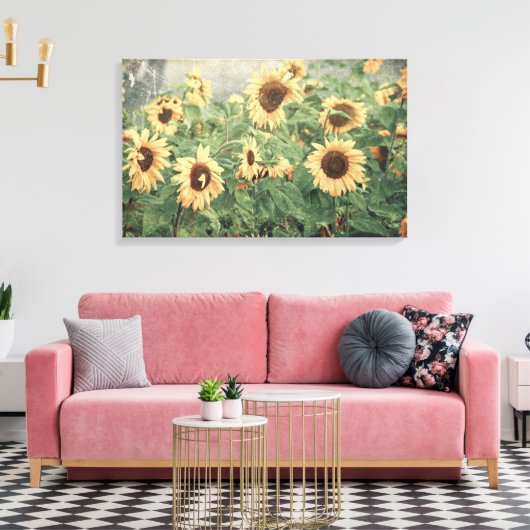 Zonnebloemen Geel  Textuur Bloemenkunst Canvas Afdruk (Insitu (Woonkamer))