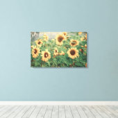 Zonnebloemen Geel  Textuur Bloemenkunst Canvas Afdruk (Insitu (Houten vloer))