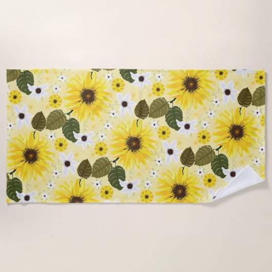 Zonnebloemen Geel Tropische bloemen Strandlaken (Voorkant)