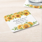 Zonnebloemen Geel Vrijgezellenfeest Kartonnen Onderzetters (Schuin)