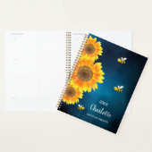 Zonnebloemen gele bijen blauwe lucht naam planner (Display)