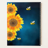 Zonnebloemen gele bijen blauwe lucht naam planner (Achterkant)