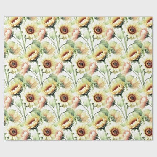 Zonnebloemen Gele Bloemen Elegante Waterverf Cadeaupapier (Vlak)