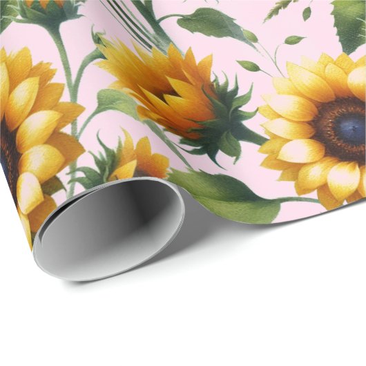 Zonnebloemen Gele Bloemen Elegante Waterverf Cadeaupapier (Rol Hoek)