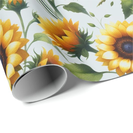 Zonnebloemen Gele Bloemen Elegante Waterverf Cadeaupapier (Rol Hoek)