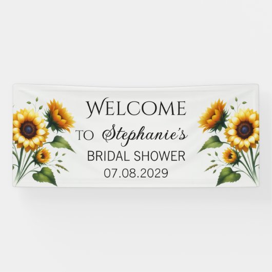 Zonnebloemen Gele Bloemen Rustiek Vrijgezellenfees Spandoek (Horizontaal)