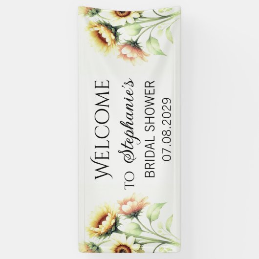 Zonnebloemen Gele Bloemen Rustiek Vrijgezellenfees Spandoek (Verticaal)