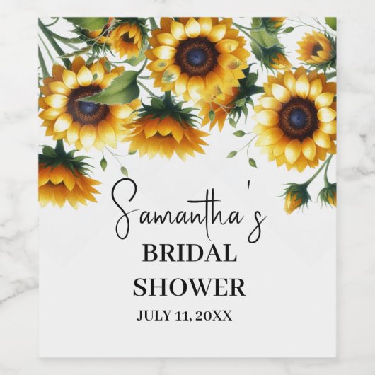 Zonnebloemen Gele Bloemen Rustiek Vrijgezellenfees Wijn Etiket (Enkel label)